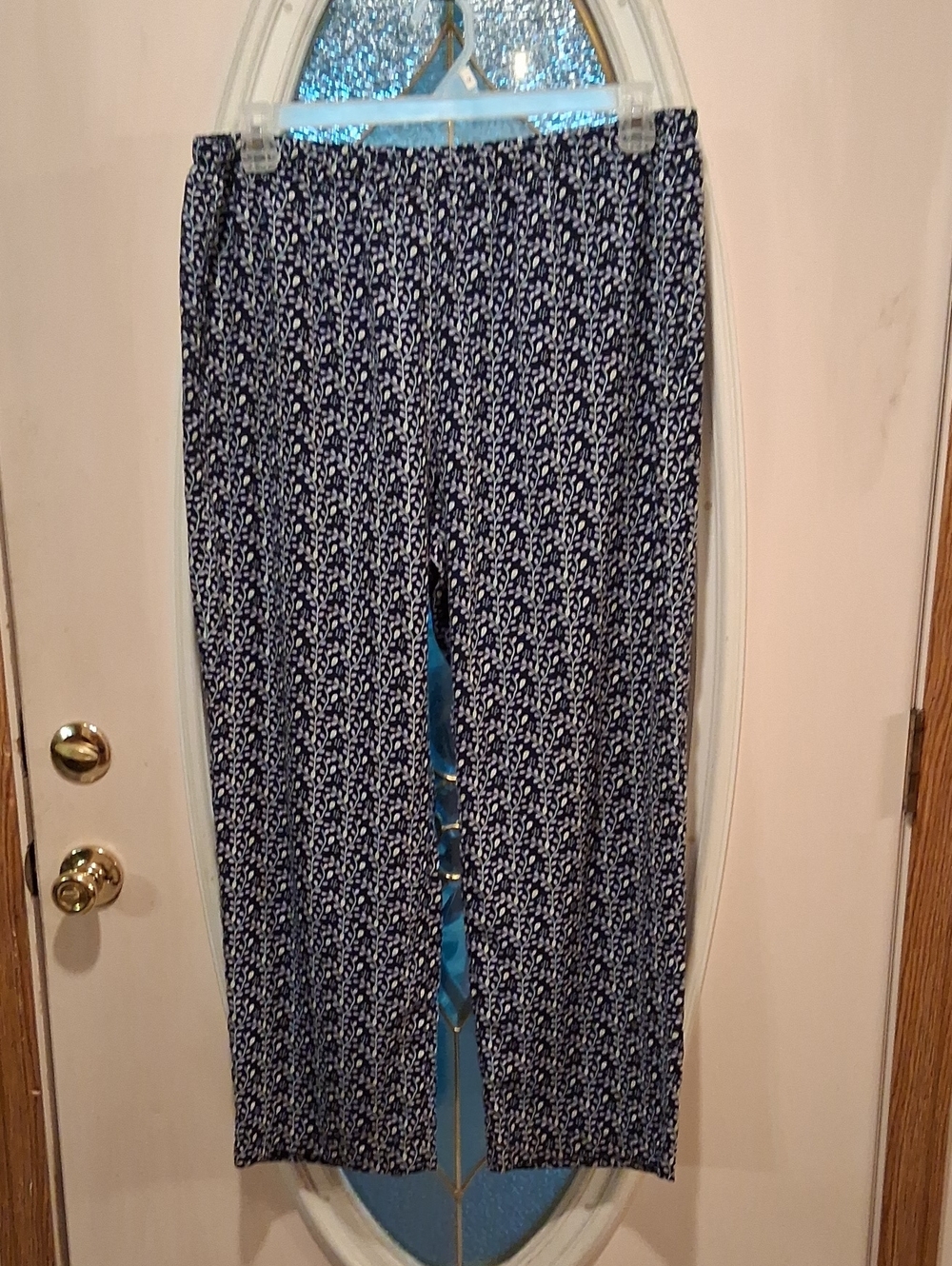 Navy Floral-Print Wide Leg Pants — Comfortable Everyday Style